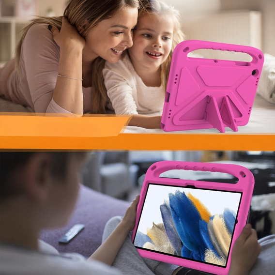 Etui dla dzieci do Samsung Galaxy Tab A11 Plus / A9 Plus, dziecięce z uchwytem, Różowe