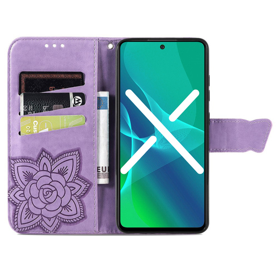 Zestaw Etui z klapką do Samsung Galaxy M33, Motyl, Fioletowe + szkło