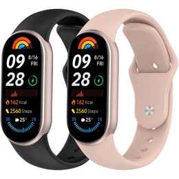 2x Pasek Silikonowy do Xiaomi Smart Band 10 / 9 / 8, Czarny, Różowy