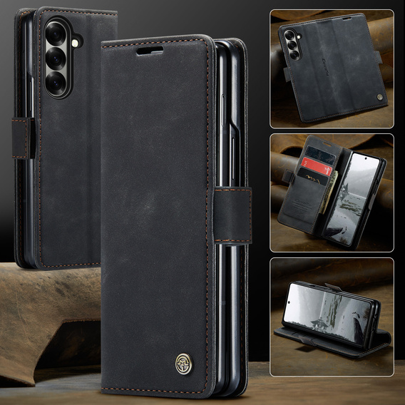 Etui CASEME do Samsung Galaxy Z Fold7 5G, Leather Wallet Case, czarne