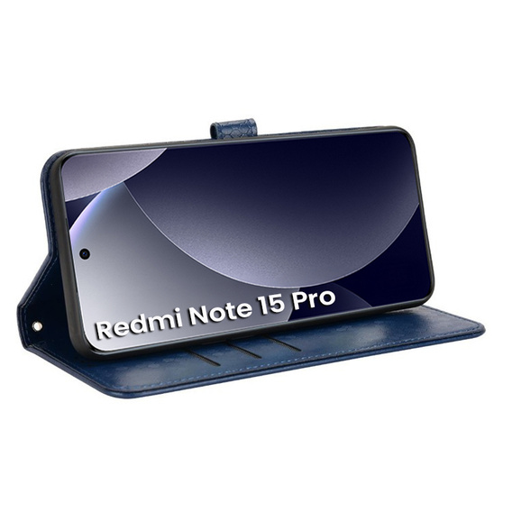 Etui z klapką do Xiaomi Redmi Note 15 Pro 4G, Wallet Rhombus, niebieskie