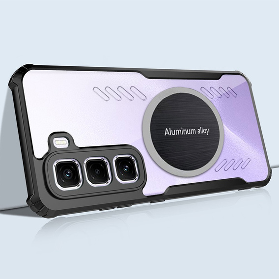 Etui do Infinix Hot 50 Pro 4G, z blaszką magnetyczne, przezroczyste / czarne