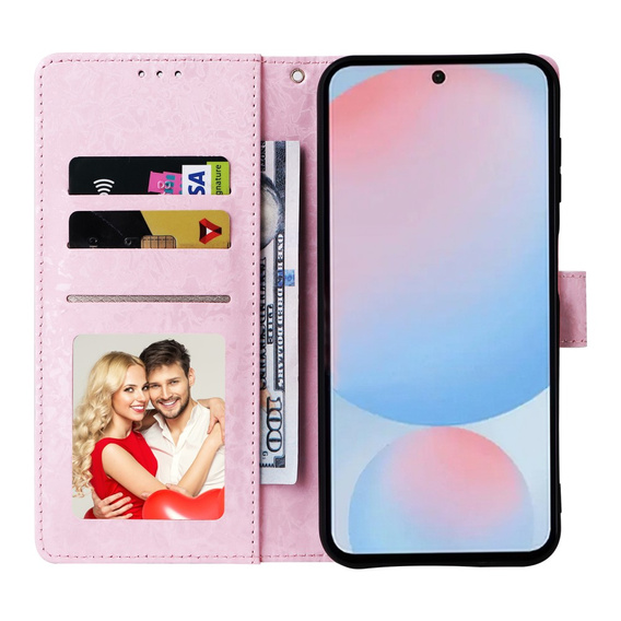 Etui z klapką do Galaxy A56 – żółte stokrotki, ochrona RFID, kieszenie na karty i banknoty