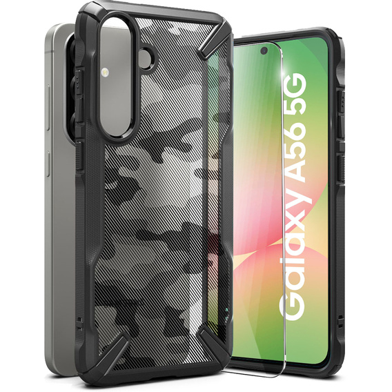 Etui Ringke Fusion X do Galaxy A36 / A56 5G, Kamuflaż + Szkło Hartowane 9H