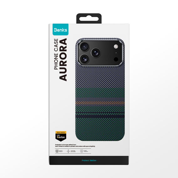 Etui BENKS Kevlar do iPhone 17 Pro Max, Magnetic Armor Air Aurora 600D 0070, do MagSafe, zielone