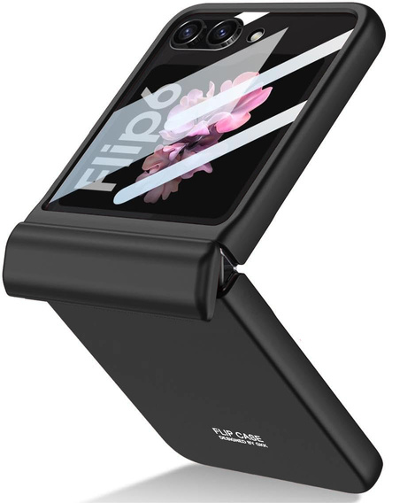 Etui do Samsung Galaxy Z Flip7 FE / Z Flip6, Ring Holder, ze szkłem, czarne