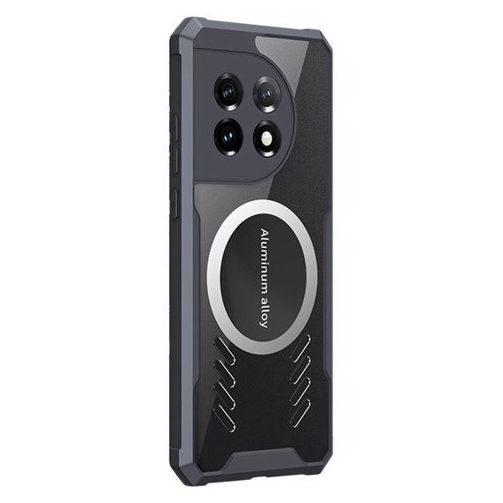 Etui do OnePlus 11 5G, z blaszką magnetyczną, Przezroczyste / Czarne