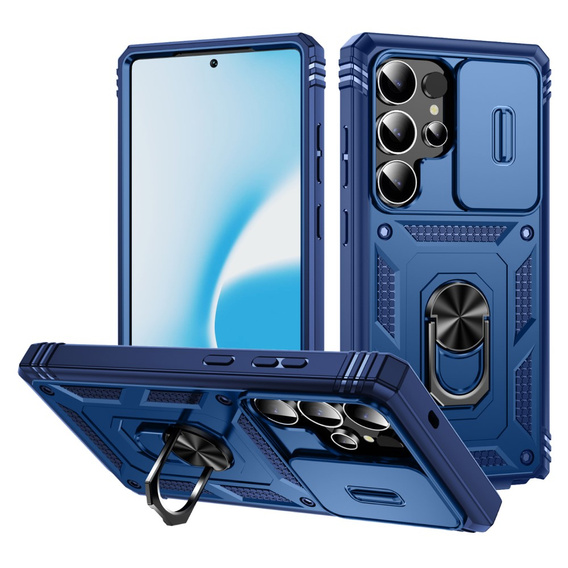 Etui do Samsung Galaxy S25 Ultra, KickStand Camera Lens, niebieskie