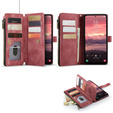 Etui CASEME do Samsung Galaxy A56 5G, Leather Wallet Cash and Card Slots, z paskiem, czerwone