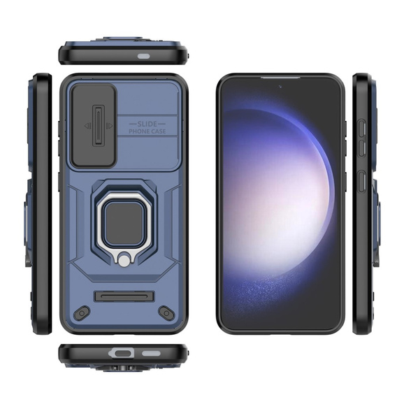Etui KickStand Camera Lens do Samsung Galaxy S24, niebieskie
