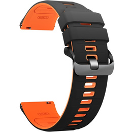 Pasek Silikonowy Uniwersalny 22mm, Czarny / Pomarańczowy