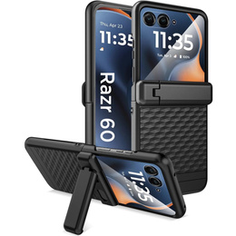 Etui do Motorola Razr 60 Ultra, PC Kickstand Case, ze szkłem, czarne