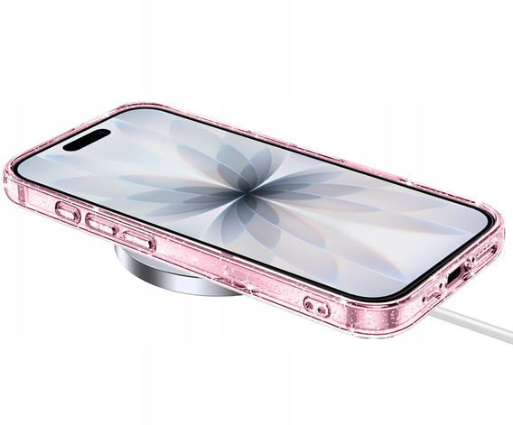 Etui do iPhone 17, ERBORD Glitter MagSafe, różowe