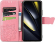 Etui z klapką do Xiaomi Poco F6, Butterfly, różowe rose gold