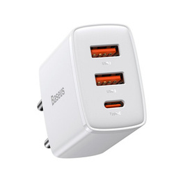 Baseus Compact PD 30W – ładowarka sieciowa z USB-C i 2x USB-A, biała