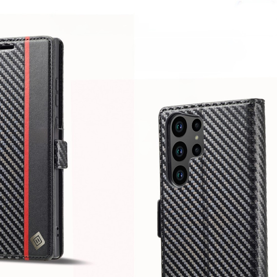 Etui z klapką do Samsung Galaxy S25 Ultra, Carbon LC.IMEEKE, czarne