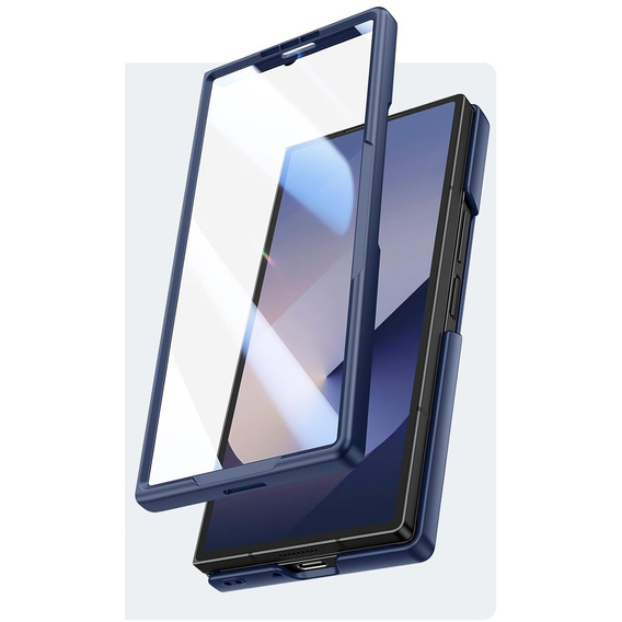 Etui do Samsung Galaxy Z Fold7 5G ze szkłem, z miejscem na rysik – niebieskie