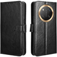 Etui z klapką do Honor Magic 7 Lite, Crazy Horse Wallet, czarne
