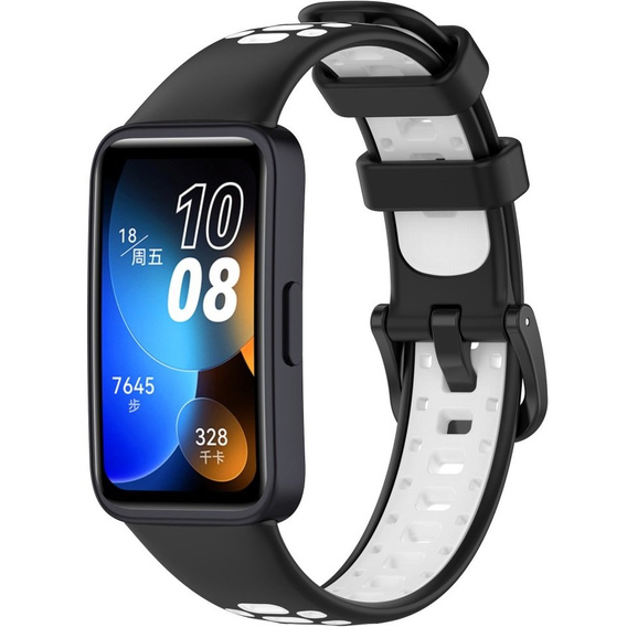 Pasek Silikonowy do Huawei Band 8 / Huawei Band 9 / Huawei Band 10, Czarny / Biały