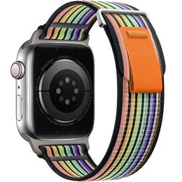 Pasek Nylonowy do Apple Watch 1/2/3/4/5/6/7/8/9/10/11/SE Ultra 1/2/3 42/44/45/46/49mm, Tęczowy
