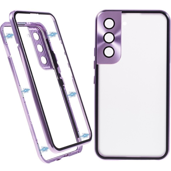 Etui do Samsung Galaxy S22, Magnetic Dual Glass, fioletowe