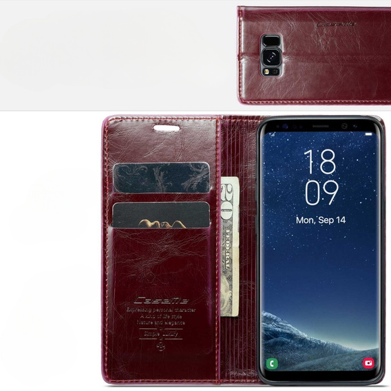 Etui z klapką CASEME do Samsung Galaxy S8, Waxy Textured, czerwone