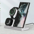 Ładowarka Bezprzewodowa Indukcyjna 3w1 QI Szybka do Samsung S25 S24 S23 Galaxy Watch Buds Stacja biała 