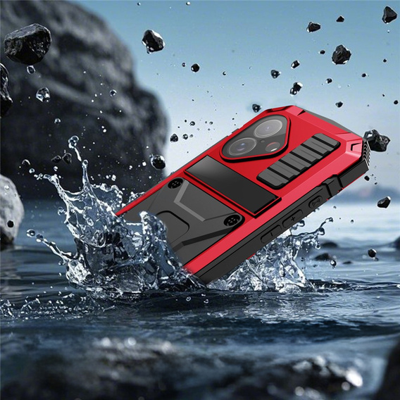 Etui R-JUST do iPhone 17 z wbudowaną ochroną ekranu - czerwone