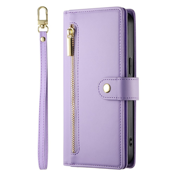 Etui z klapką do Xiaomi Redmi Note 15 Pro Plus 5G, Wallet Zipper Pocket, fioletowe