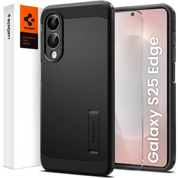 Etui Spigen do Samsung Galaxy S25 Edge, Tough Armor MagSafe, czarne + Szkło Hartowane 9H