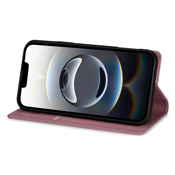 Etui z klapką do iPhone 16E, Card Slot Glittery, różowe