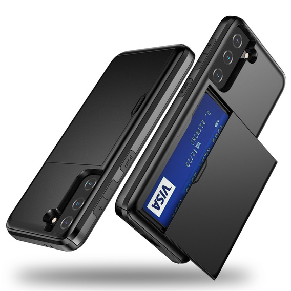 Etui do Samsung Galaxy S22, Sliding Card Holder, czarne