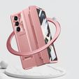 Etui ochronne PC z podstawką i ochroną zawiasu do Samsung Galaxy Z Fold6 5G – różowe