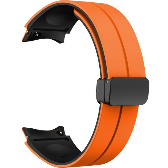 Pasek Silikonowy do Samsung Galaxy Watch 4/5/6/7/FE 40/42/43/44/45/46/47mm, Pomarańczowy / Czarny