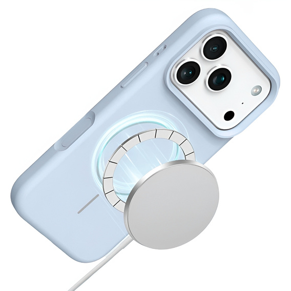 Etui silikonowe do iPhone 17 Pro Max - kompatybilne z MagSafe, antywstrząsowe, niebieskie