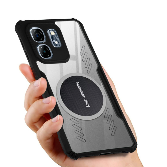 Etui do Infinix Hot 50i 4G, z blaszką magnetyczne, przezroczyste / czarne