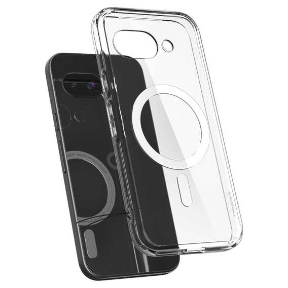 Etui z MagSafe Spigen do Google Pixel 9A, Ultra Hybrid, przezroczyste / białe + Szkło Hartowane 9H