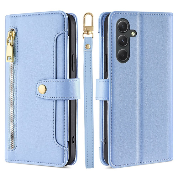 Etui z klapką do Samsung Galaxy A54 5G, Wallet Zipper Pocket, niebieskie