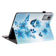 Etui do Lenovo Tab K11 Plus – niebieskie, z nadrukiem motyla, z kieszeniami na karty i funkcją podstawki
