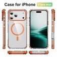 Etui pancerne do iPhone 17 Pro Max, do MagSafe, przezroczyste z pomarańczową ramką