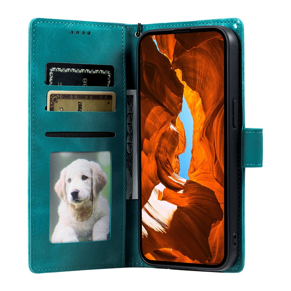 Etui portfelowe z motywem kwiatowym do Motorola Moto G56 5G – Zielone