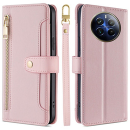 Etui z klapką do Realme 12 Pro 5G / 12 Pro+ 5G, Wallet Zipper Pocket, różowe