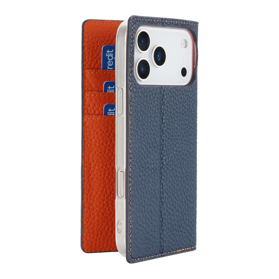 Etui z klapką do iPhone 17 Pro Max, Litchi Skin Grain, granatowe