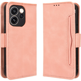 Etui z klapką do Oppo Reno 15 FS, Card Slot, różowe