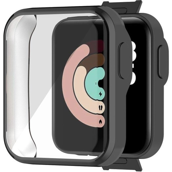 2w1 Etui silikonowe case z osłoną na ekran do Xiaomi Mi Watch Lite, Czarne