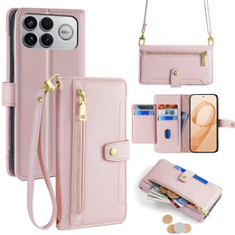 Etui z klapką do Xiaomi Poco F8 Ultra, Wallet Zipper Pocket, różowe