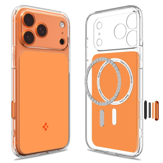Etui z MagSafe Spigen do iPhone 17 Pro, Ultra Hybrid "T", Glossy Orange