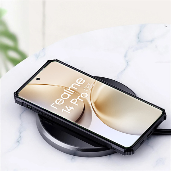 Etui do Realme 14 Pro 5G, z blaszką magnetyczne, przezroczyste / czarne