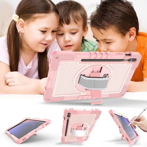 Etui dla dzieci do Samsung Galaxy Tab S9+, Pancerne Ochronne, Różowe