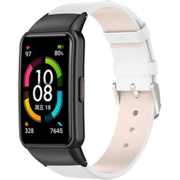 Pasek Skórzany ze skóry naturalnej do Huawei Band 6, Biały